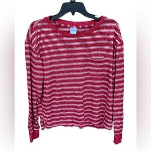 Stars Above Red & White Striped Long Sleeve Lounge Top | Size Medium